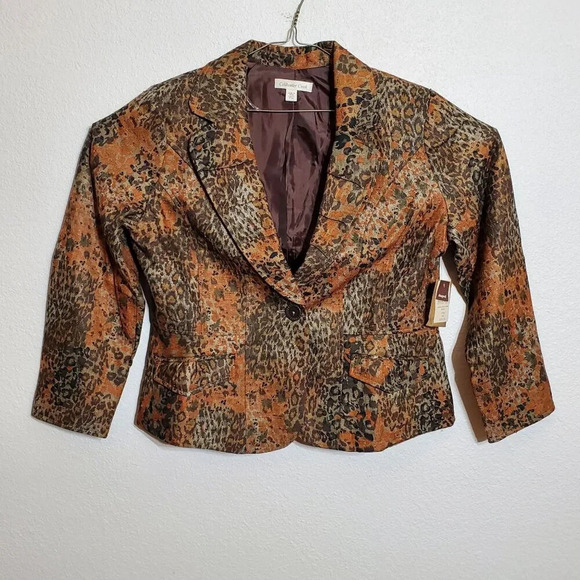 Coldwater Creek Womens Jacket Petite P14 Animal Print Tweed Jacket blazer - Picture 4 of 13